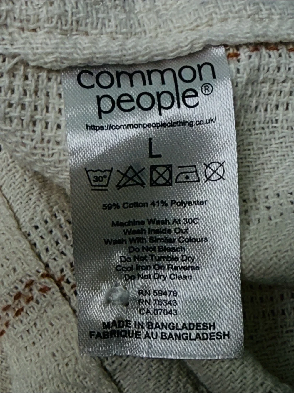 Common People Short Sleeve Revere Textured Shirt Size Large